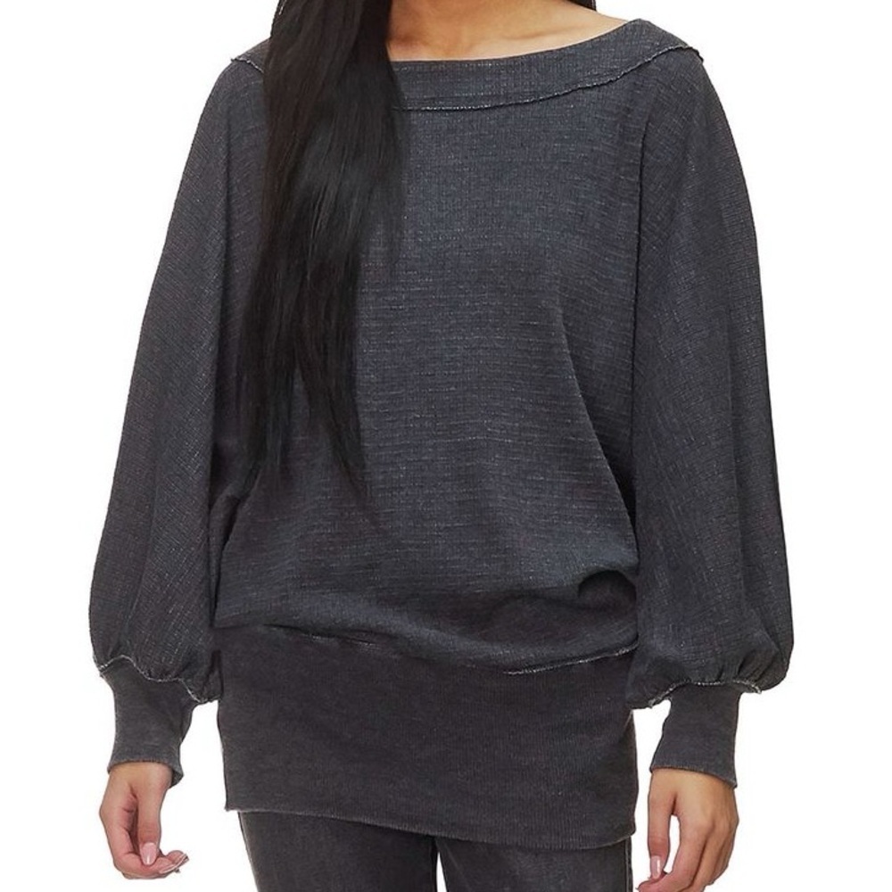 Free People Shirt We The Free Willow Thermal S Oversized Gray Bat sleeves NWT